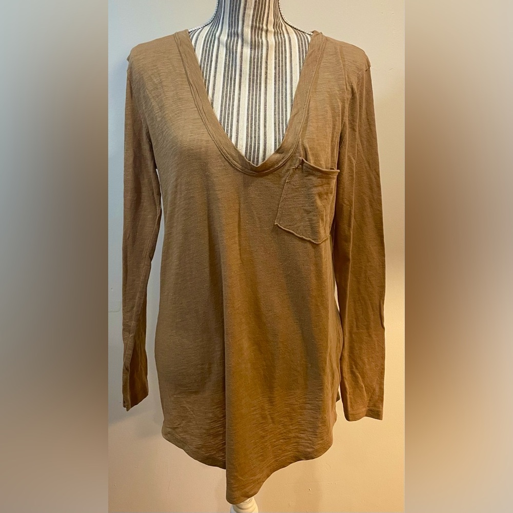 We The Free Tan V-Neck Women's Top